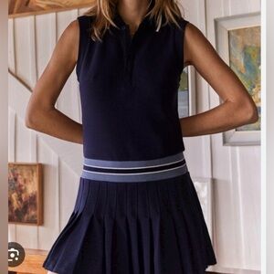 The Upside Bounce Chelsea Navy Blue Sleeveless Drop Waist Polo Tennis Dress XS